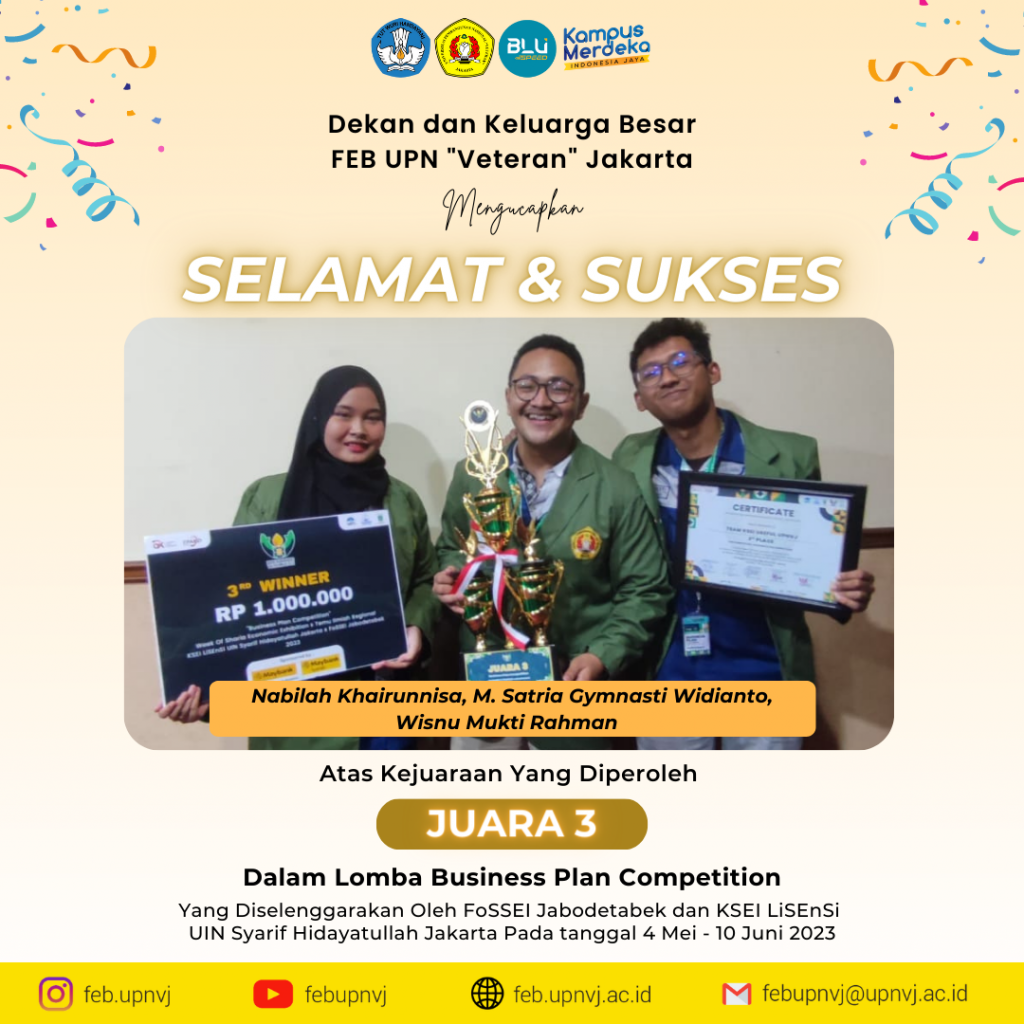 Juara 3 Lomba Business Plan Competition FoSSEI Jabodetabek | Fakultas ...